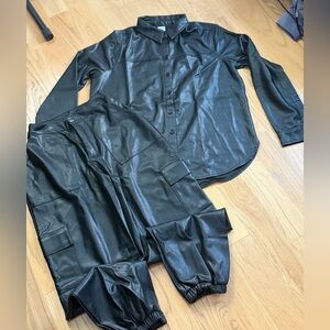 Weissman Costume Hip Hop  Vegan Leather Pants And Shirt, Size MA, worn once